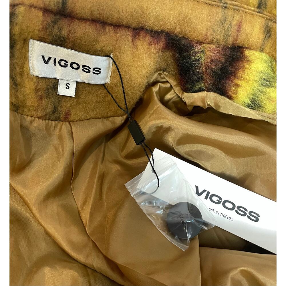 Vigoss Plaid Double Breasted Peacoat Lemon Women Size Small NWT - Picture 7 of 10